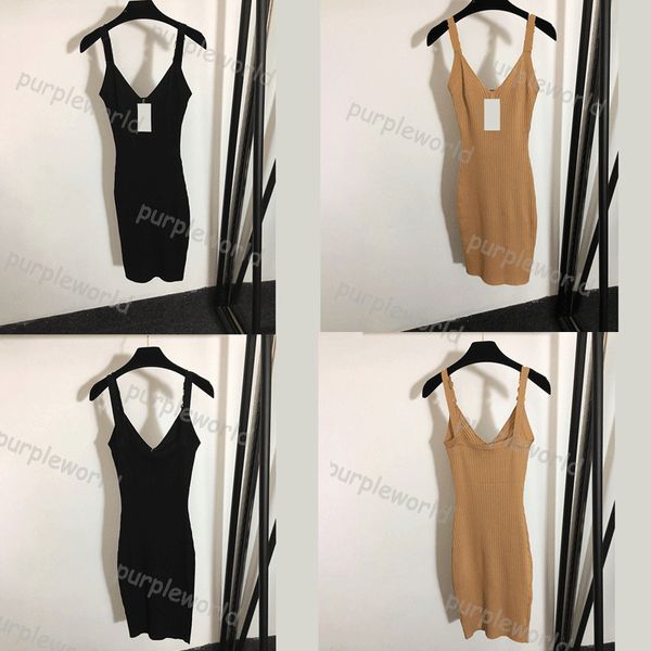 Lässiges gestreiftes Strickkleid für Damen, Sommer-Slip-Kleid, Party, Metall-Design, Mädchen, sexy Tank-Top-Kleid, 2 Farben