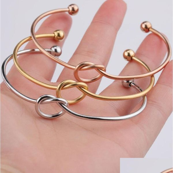 Bangle Simple Knottedmanschette Armbänder Armreifen Mode offene Frauen Armband Pseiras Feminin Liebe Valentinstag Geschenk Drop Lieferung Juwel Dhimq