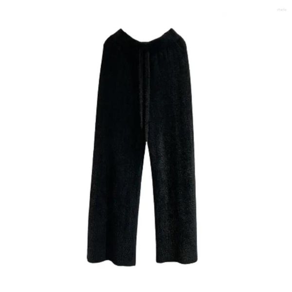 Pantaloni da donna Pantaloni da donna sottili Vita alta Capelli di visone Morbidi Office Lady Streetwear Inverno Caldo OL Allentato Casual Lavorato a maglia Alla moda