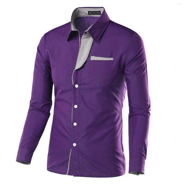Camisetas masculinas Clássico Ajuste Curto Moda Masculina Casual Top Camisa Simples Confortável Cor Sólida Blusa de Botão de Colar para Baixo