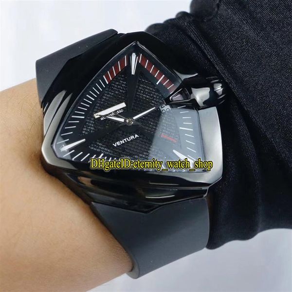 Luxo Nova Edição H24615331 Ventura XXL Automático Black Mesh Dial 316L Caixa de Aço Inoxidável Relógio Masculino Pulseira de Borracha Esporte Wa276m