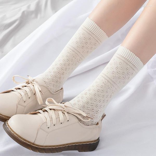 Calzini da donna Lolita Lace Mesh Long Girls Harajuku Japan Hollow Ankle Female White Black Dress Calcetines