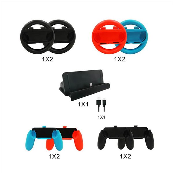 Für Nintend Switch 10-in-1-Spielzubehör-Set inklusive Controller-Griff, Lenkrad, Ladedock, USB-Typ-C-Kabel 3059