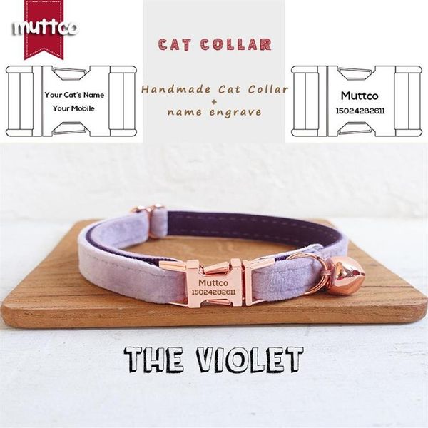 Katzenhalsbänder führen MUTTCO Retail mit Gravur in Roségold, hochwertiges Metallschnallenhalsband für VIOLET-Design, 2 Größen UCC082M231z