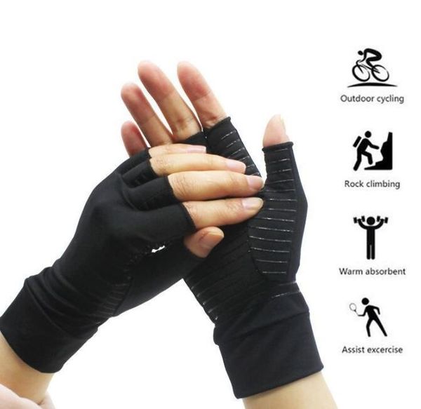 Handgelenkstütze Schutzhandschuhe Kupferfaser Kompressionshandschuhe Handarthritis Gelenkschmerzen Linderung Halbfinger Anti-Rutsch-Therapie für Damen Herren