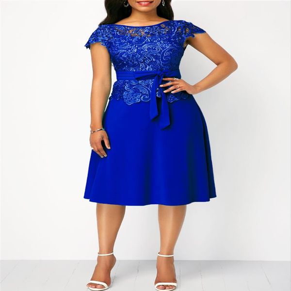 Chiffon azul mãe da noiva vestidos uma linha gola redonda manga boné vestido de festa de casamento convidado elegante casual casamento guest247t