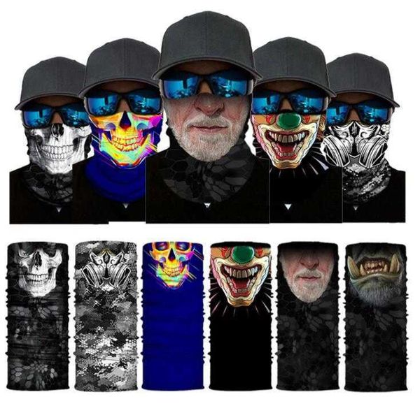 Sciarpe magiche teschio tattico Bicicletta Sci Mezza maschera Fantasma Sciarpa Foulard Scaldacollo multiuso Cappellino da snowboard Maschere da ciclismo Regalo di Halloween Accessori Cosplay