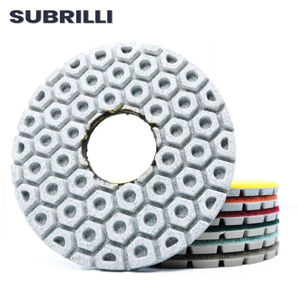 Аксессуары Subrilli 7 шт./компл. 5-дюймовые алмазные полировальные диски 125 мм Полировальные диски для гранита, мрамора, бетонного пола, шлифовальные диски