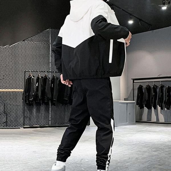 Herren -Tracksuiten TPJB Sportanzug Kontrastfarben Casual Sets Korean Style 2 Stück Kleidung Herren Streetwear Fitness Männlicher Trainingsanzug