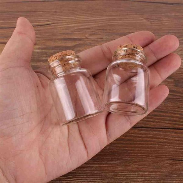 24pcs 30 40 17mm 15ml Mini bottiglie di vetro ing piccoli vasetti fiale con tappo di sughero regalo di nozze 210330237S