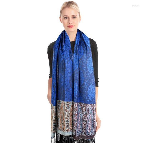 Шарфы 2023 мода жаккардовый шарф с длинной пашминой для женщин Классический дизайн Пейсли Элегантные теплые зимние обертки