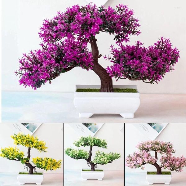 Dekoratif Çiçekler Yapay Bitkiler Bonsai Pot Odası Dekorasyon Saksı Vazo Sahte Bitki Ev Çam Küçük Ağaç Dekoru