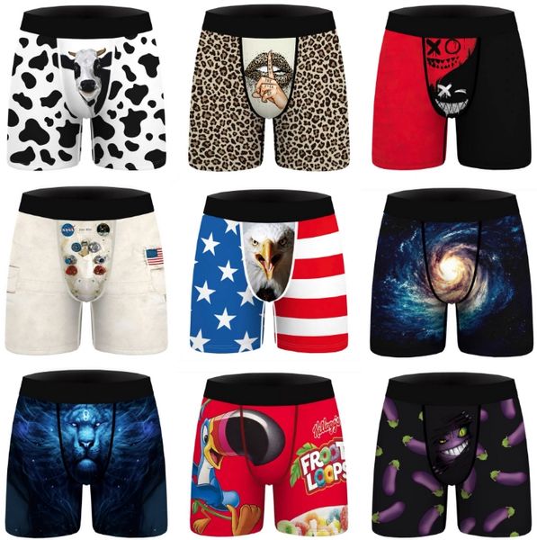 Nova tendência de verão Shorts masculinos Meninos Fornecedor de roupas íntimas Calças masculinas Esportes de boxe Respiráveis shorts de seda impressos S-XXL