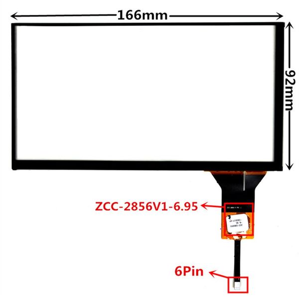 6 95 inch ZCC-2856V1-6 95 Capacitieve Touch Digitizer voor Auto DVD GPS navigatie multimedia Touch screen panel Glass2768