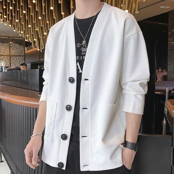 Giacche da uomo 2023 Prodotti primaverili e autunnali Waffle Ger Button Cardigan Trend Versione coreana di Casual Fashion Street Home Coat