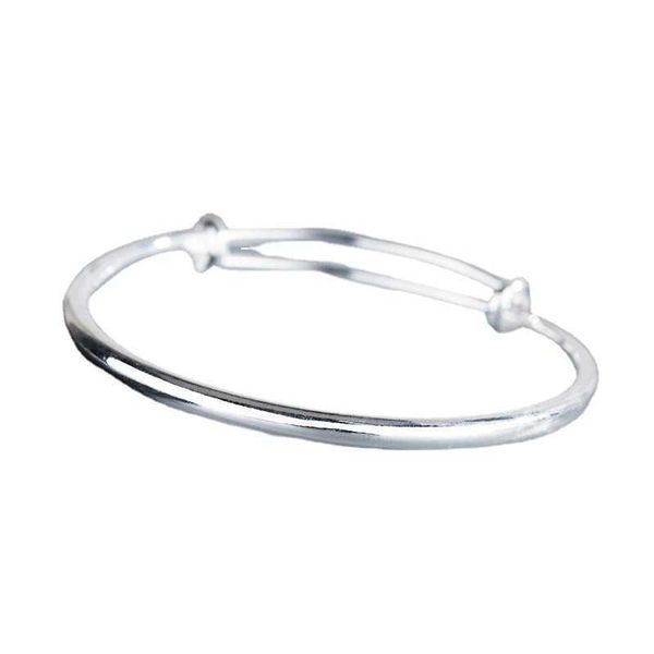 Accessori di moda 99 Argento Bracciale tondo con faccia liscia per regali per ragazza Regalo per la festa della mamma alla fidanzata Semplice tubo tondo Solid Push Pull Smooth Body Bracciale