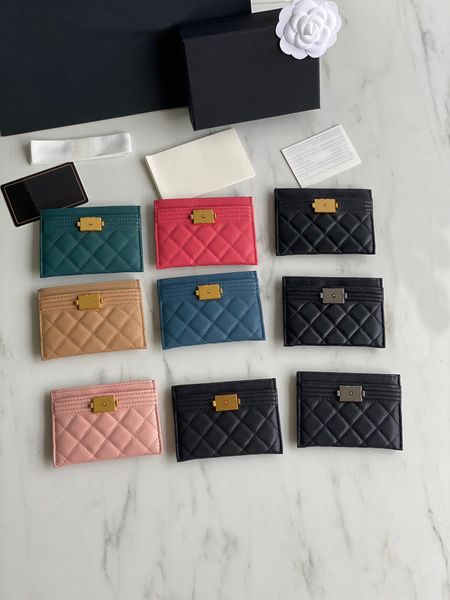 10A beste Qualität Damen Kartenetui mit Box echtes Leder Kaviar Geldbörse schwarz gesteppte Geldbörse Damen Kreditkartenetui Luxusdesigner 16