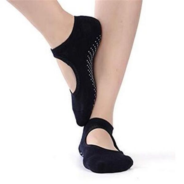 Femmes Yoga Grip Chaussettes Barre Pilates Ballet Danse Chaussettes Antidérapant Coton Cheville Sport Orteil Chaussures Taille Unique 5-10 12pair227V