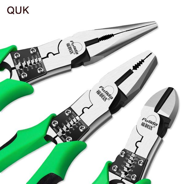 accessori Quk Elettricisti Pinze Tagliacavi Spellafili Utensile per crimpare Tagliafili Diagonale a naso lungo Crv Kit di strumenti di riparazione multifunzione