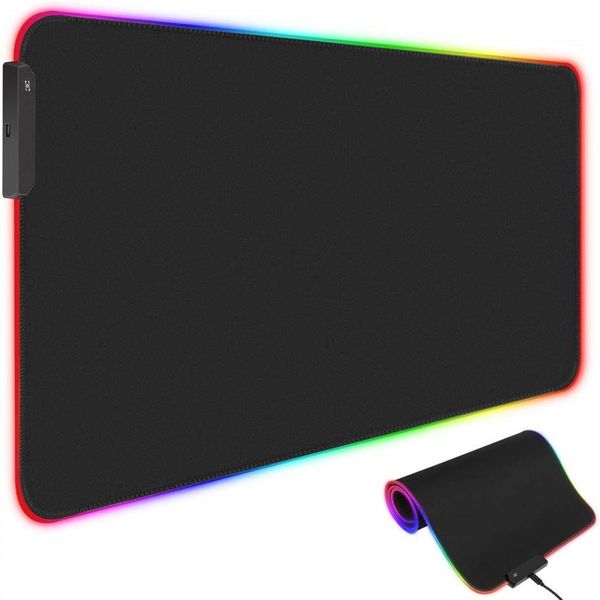 RGB-Gaming-Mauspad, erweitertes LED-Mauspad mit 10 RGB-Beleuchtungsmodi, rutschfeste Gummiunterseite, Computer-Tastaturpad 800 300 4 mm2381