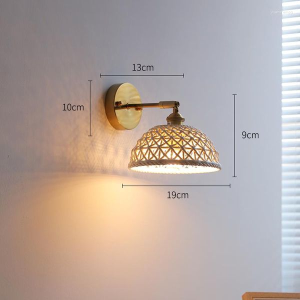 Duvar lambaları Beyaz seramik LED lamba Çekme Zinciri Switch Yatak Odası Oturma Odası Ayna Hafif Bakır Nordic Modern Sconce Luminaira