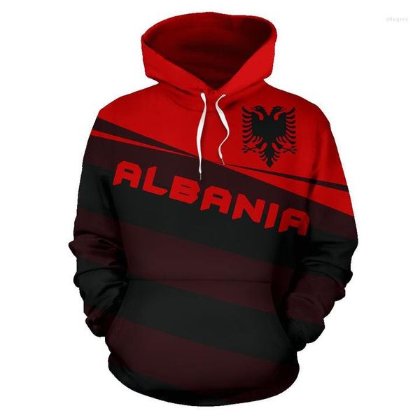Moletons Masculinos Est Albania Country Flag Moda Pulôver Mangas Compridas Engraçado Agasalho Unissex Impressão 3D Zíper/Moletons/Jaqueta