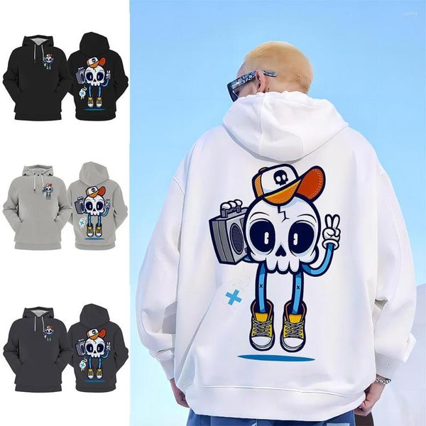 Felpe con cappuccio da uomo Graffiti Lettering Air Layer Felpa con cappuccio Anime Felpa con cappuccio per uomo Cool Loose Fashion Hip-Hop Streetwear Maglione oversize unisex