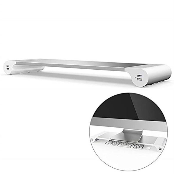 Space Bar für iMac Aluminium Laptop PC Monitor Stand Riser Desk Organizer mit 4 USB-Anschlüssen Tastaturablage für Computer Noteboo246l