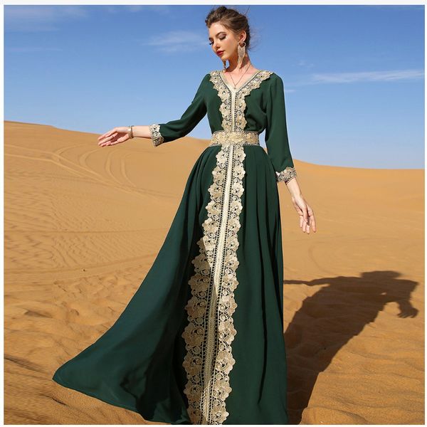 Abbigliamento etnico Ramadan Eid Chiffon Abaya Dubai Turchia Islam Abito lungo musulmano Abaya per donna Abito caftano Marocain De Soiree Femme Musulmane 230721