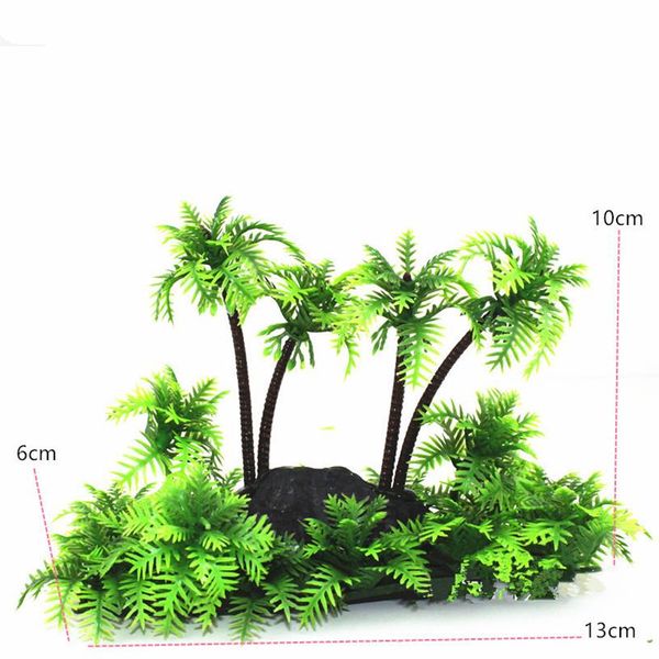 Decorazione per acquario Pianta artificiale Palme da cocco Ornamento per piante in plastica Serbatoio per pesci Paesaggio Decor281E