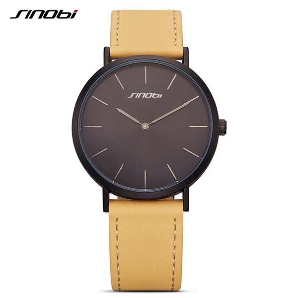 SINOBI Novo Design Moda Relógios Femininos Elegante Simples Feminino Relógio de Quartzo Feminino Tendência Moderna Pulseira de Couro Montre Femme285B