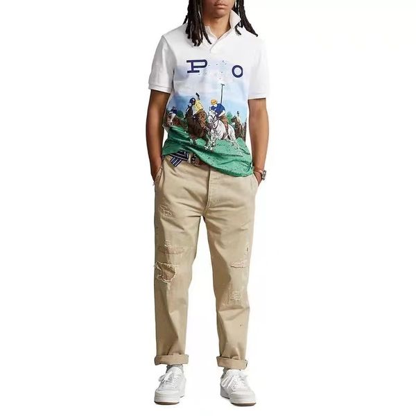 US-Designer-Herren-Poloshirt für den Sommer – europäischer und amerikanischer Stil, lässige Baumwolle, Übergröße, modischer Druck, M-6XL