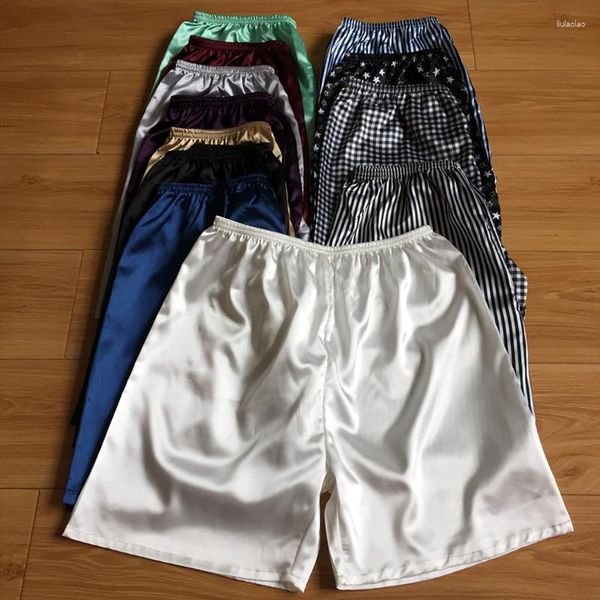 Roupa de dormir masculina Cueca grande Shorts Pijama Imitação de seda Roupa de praia Ice Calça doméstica Sexy Roupa íntima masculina Lounge