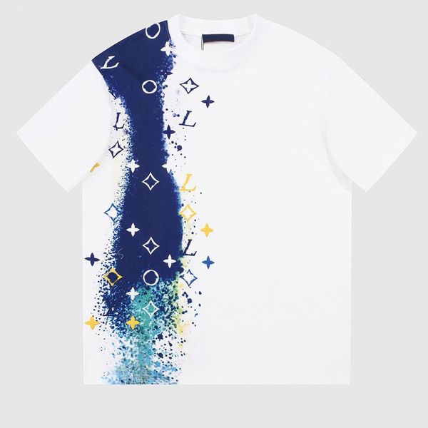 T-shirt da uomo stampata ad acquerello da uomo in tessuto di cotone di design, morbida per la pelle, delicata, adatta sia per uomo che per donna, vestibilità ampia, TEE alla moda