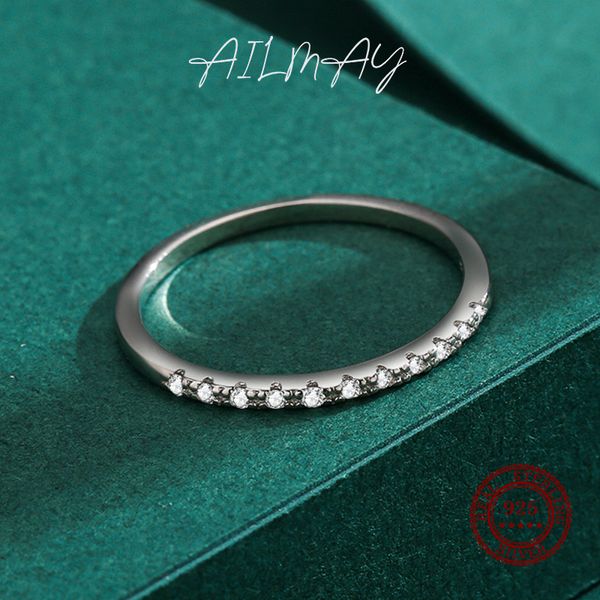 Ailmay 925 Sterling Silber Minimalistische Mode Stapelbare CZ Ringe Für Frauen Minimalist Feine Schmuck 2023 Neue Stil