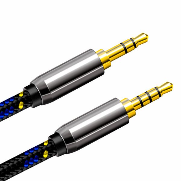 3,5-мм аудиокабельный нейлоновый плетение Aux-шнур мужской и мужской стерео Hi-Fi звук для наушников.
