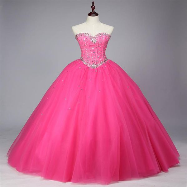 2019 Neuankömmling Sweetheart Ballkleid Quinceanera Kleider Sommer rückenfrei Debütantin Kleider glänzende Strasssteine Schnürung Sweet 15 Pag313k