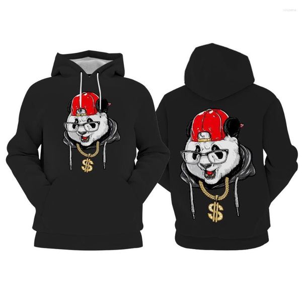 Erkek Hoodies Panda Panda Grafik Nefes Alabilir Fitness Hoodie Sweatshirt Trendy Grafiti Sokak Giyim Kapşonlu Uzun Kollu Büyük Boy Boy