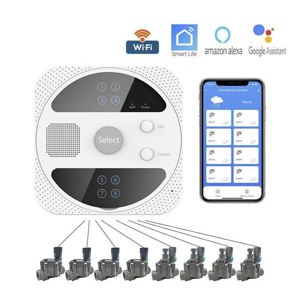 Kit Tino Wifi Controller Sprinkler Intelligente 4/6/8 zone Sistema di Irrigazione del Giardino Programmatore Programmatore di Irrigazione Domestica a goccia Timer Tuya Vita Intelligente