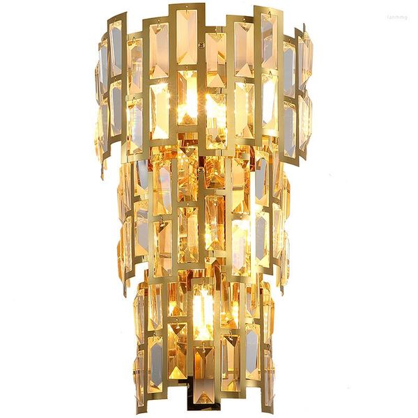 Lâmpada de parede cristal lustre luxo e14 lâmpada para sala de estar moderna quarto corredor decoração interior arandelas el villa iluminação