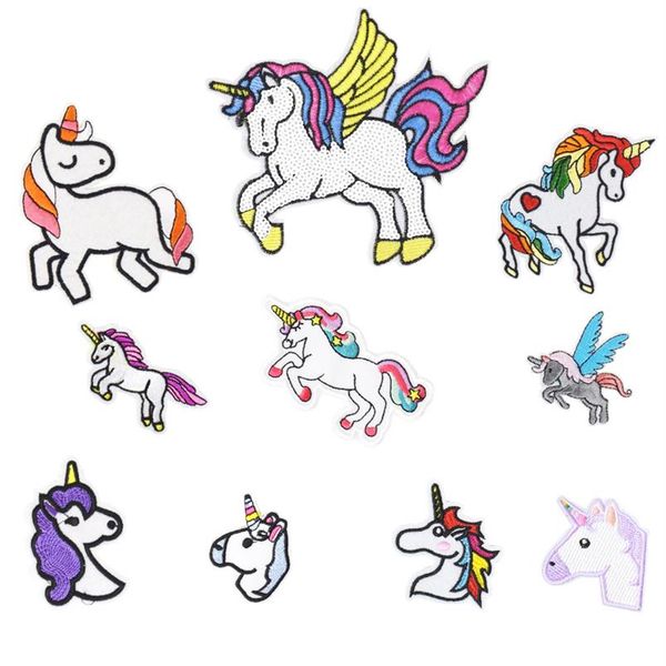 10 pezzi toppe unicorno per abbigliamento borse ferro su trasferimento applique toppa per jeans vestito cucito fai da te su ricamo adesivi fantasia per bambini283O