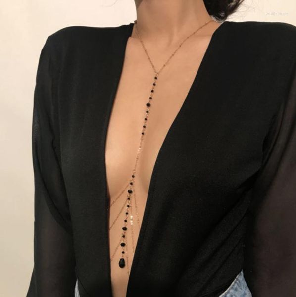 Zincirler Gelişmiş Takı Kişilik Basit püskül gövde kadın seksi çok katmanlı el yapımı kristal boyun giyim zinciri