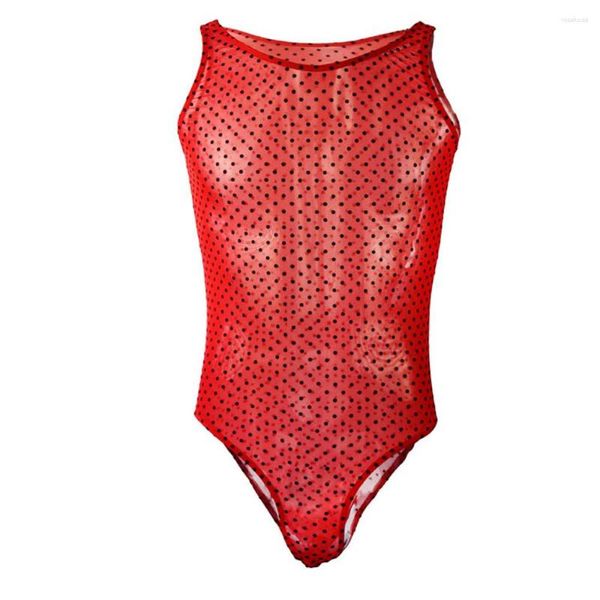 Body Modelador Corporal Sexy Masculino Cueca Masculina Translúcida Dot Mankini Tanga ZJH846L