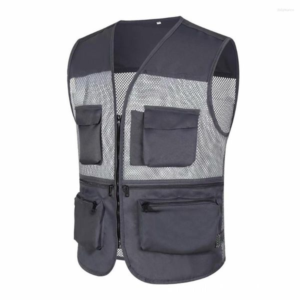 Gilet da uomo Gilet da uomo senza maniche patchwork multitasche da esterno Gilet Pography Streetwear Cargo Hip Hop Jacket