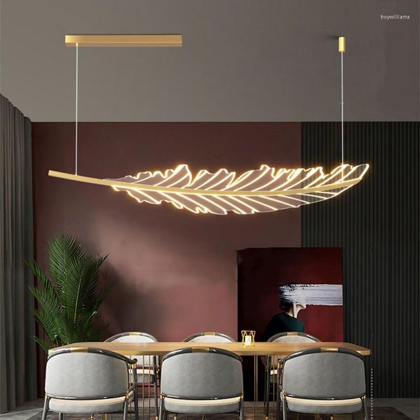 Luminárias pendentes nórdicas sala de estar mesa de jantar cafeteria cozinha ilha luz suspensa led dourado moderno lustre em forma de folha