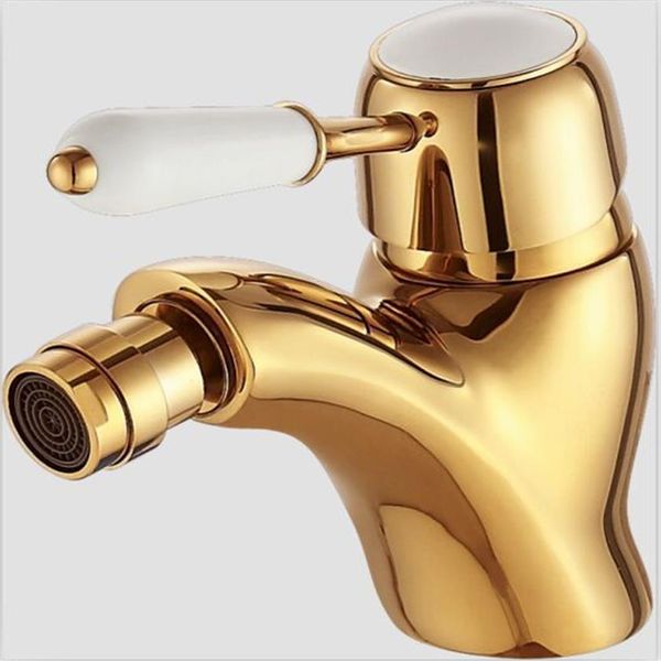 Einloch-Badezimmer-Bidet-Wasserhahn-Mischbatterie, goldfarben, Deckmontage, 294 g