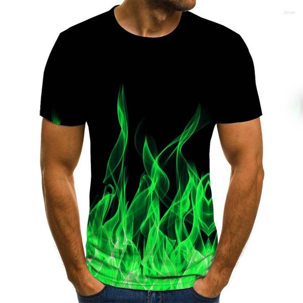 T-shirt da uomo 2023 Flame T-shirt Summer Fashion Top a maniche corte 3D girocollo Camicia fumo Trendy