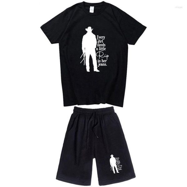 Herren-T-Shirts, Sommer-Kurzarm-Shorts-Set, jedes Mädchen braucht ein kleines Rip-T-Shirt mit Buchstaben-Aufdruck