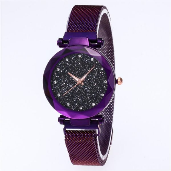 Diamond Starry Sky Dial Watch Beautiful Purple Quartz Women Watch Ladies Watch Fashion Woman Стоедные наручные часы266K