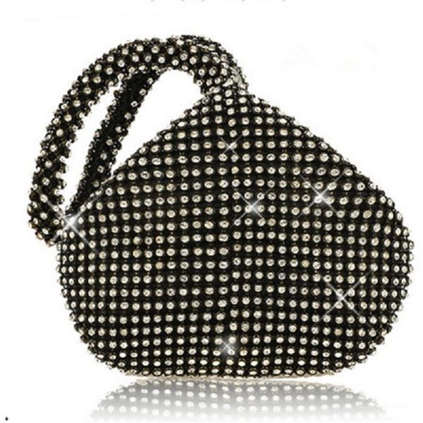 Bolsa de mão Bolsas de diamante negro Artesanato puro Forma de mina Bolsa de noite para segurar na mão Sacos de banquete portáteis para mulher bidal weddin211i